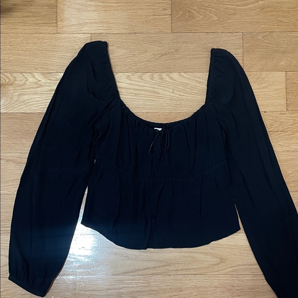 Aritzia Black Blouse with Scoop Neck